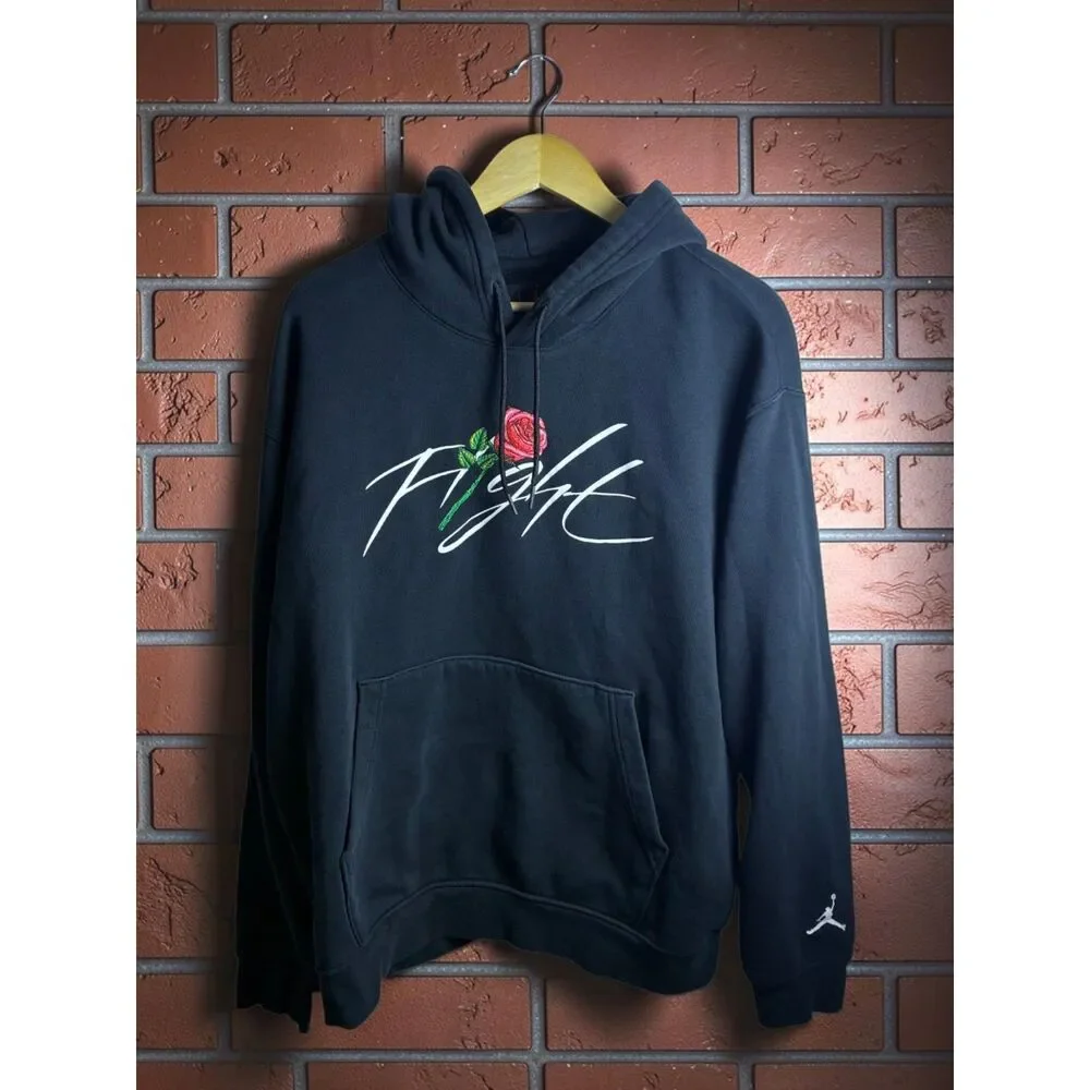 Jordan Flight Rose Graphic Hoodie Black Men's Large